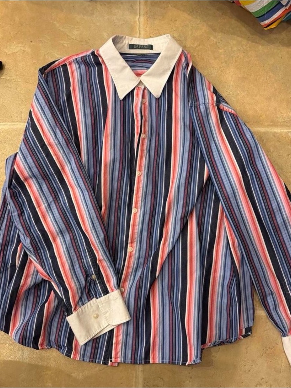 Ralph Lauren Striped Button-Down Shirt in Navy, Blue & Pink